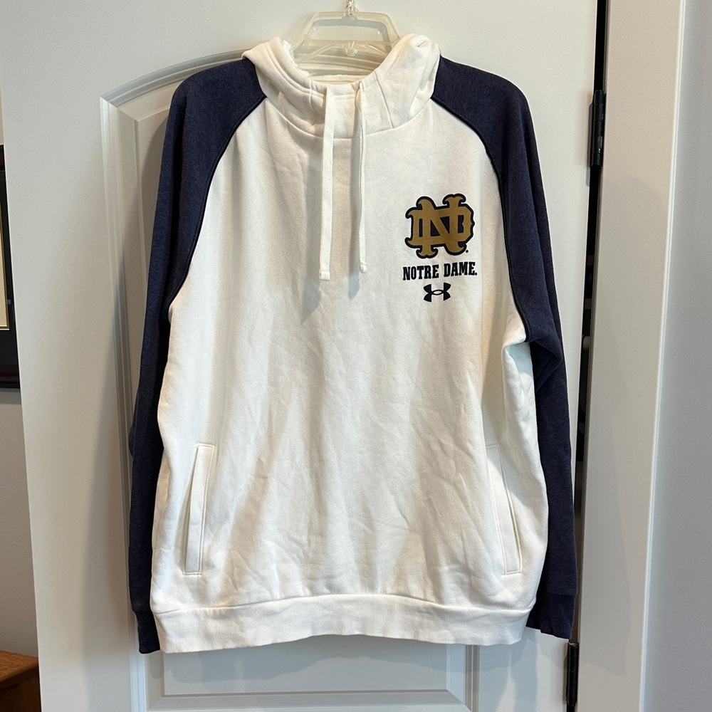 UA Men's White and Navy Notre Dame Hoodie